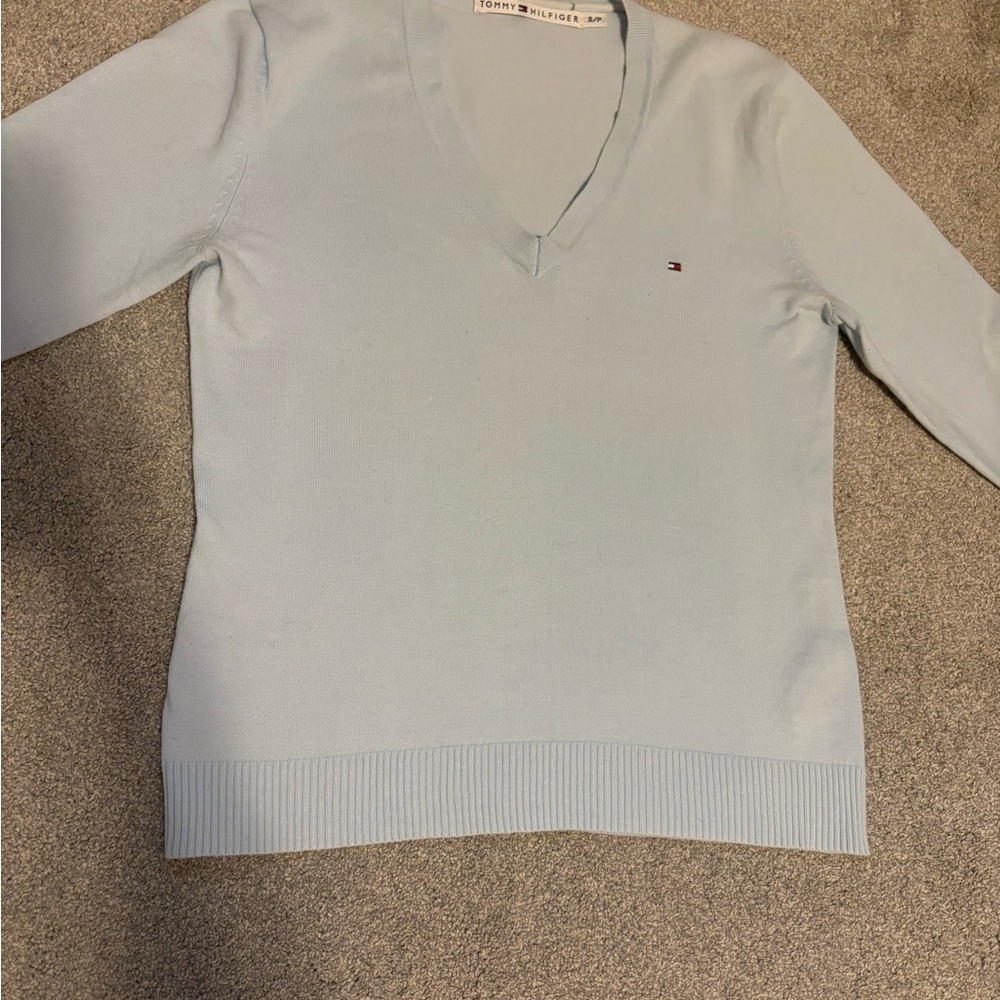 Tommy Hilfiger Blue V-Neck Sweater